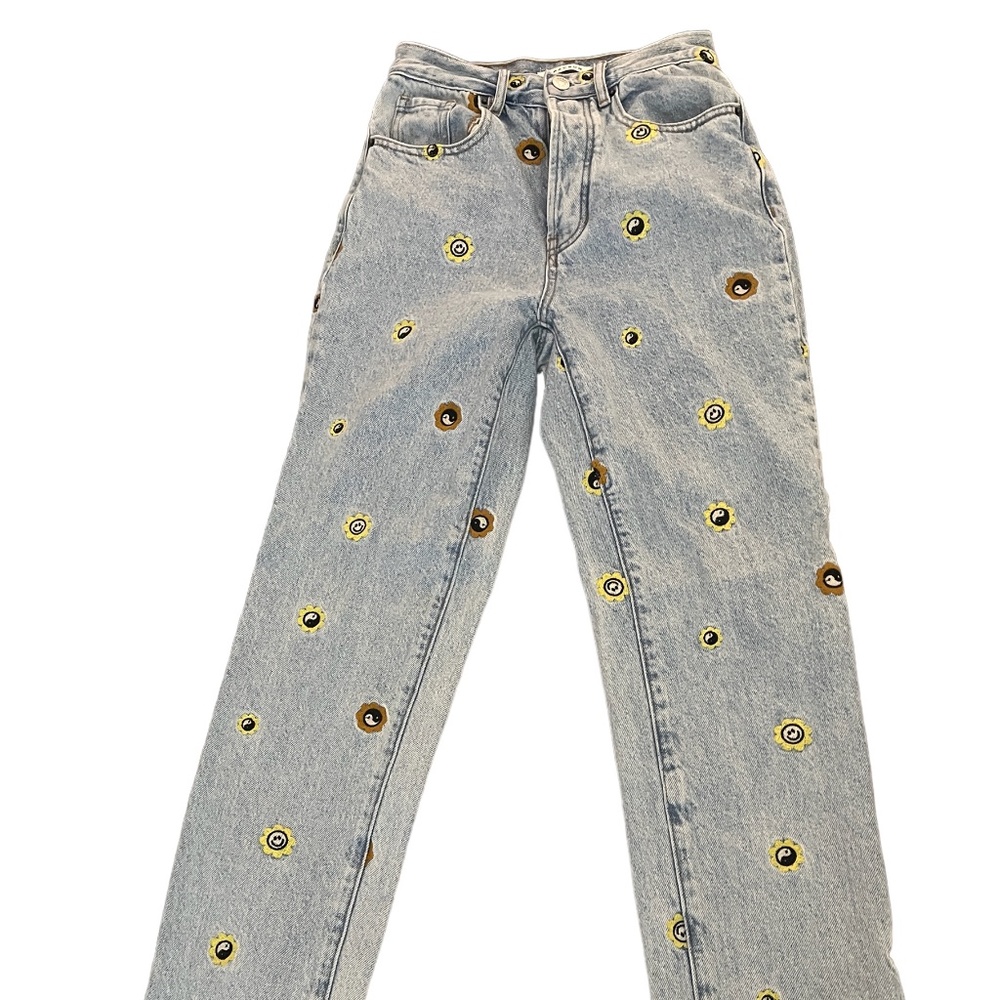 flowery dad jeans